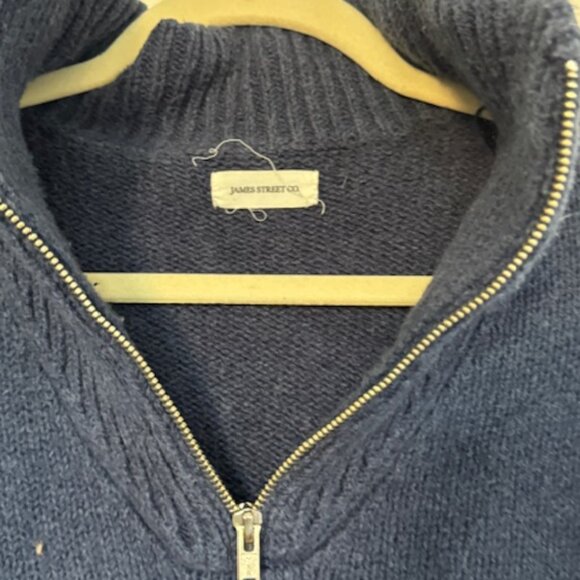 James Street Co Moa Half-Zip Cotton Sweater M in Indigo - Picture 2 of 3